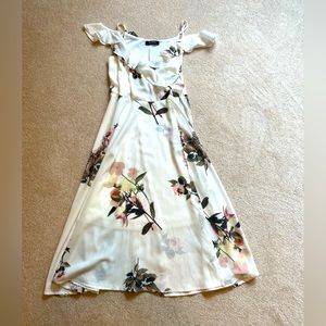 White floral off the shoulder dress - perfect for bridal events!